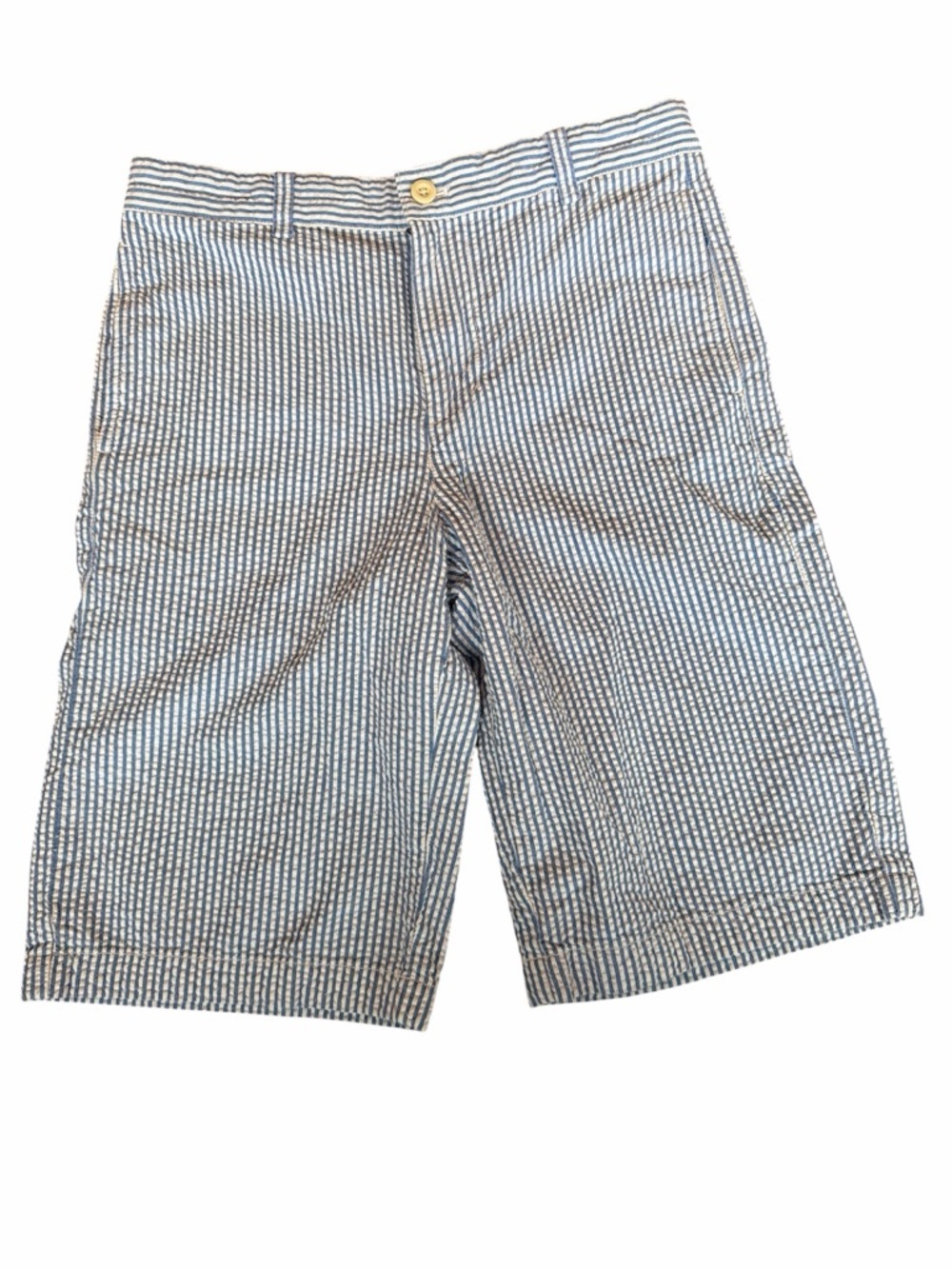 Kids preppy Bermuda stripped shorts. Light blue and white. Size 16.